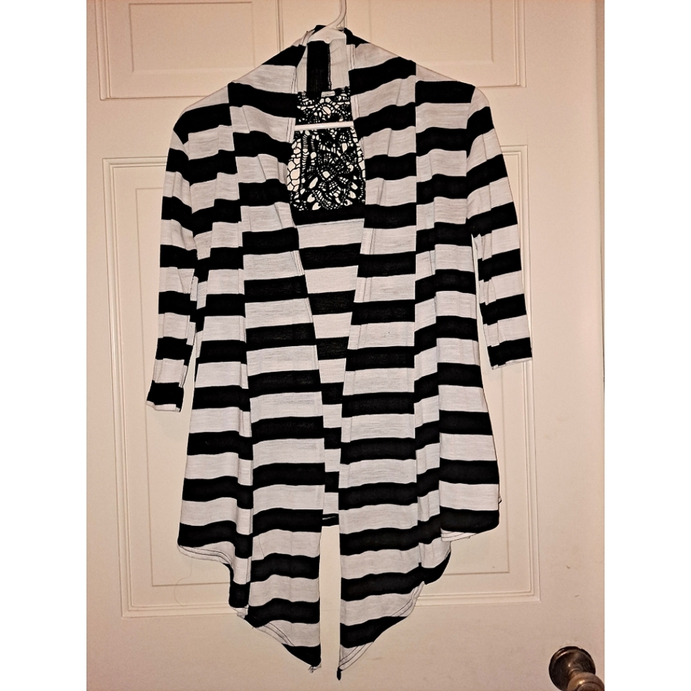 Women’s stripe cardigan high low crochet party travel winter holiday evening fun